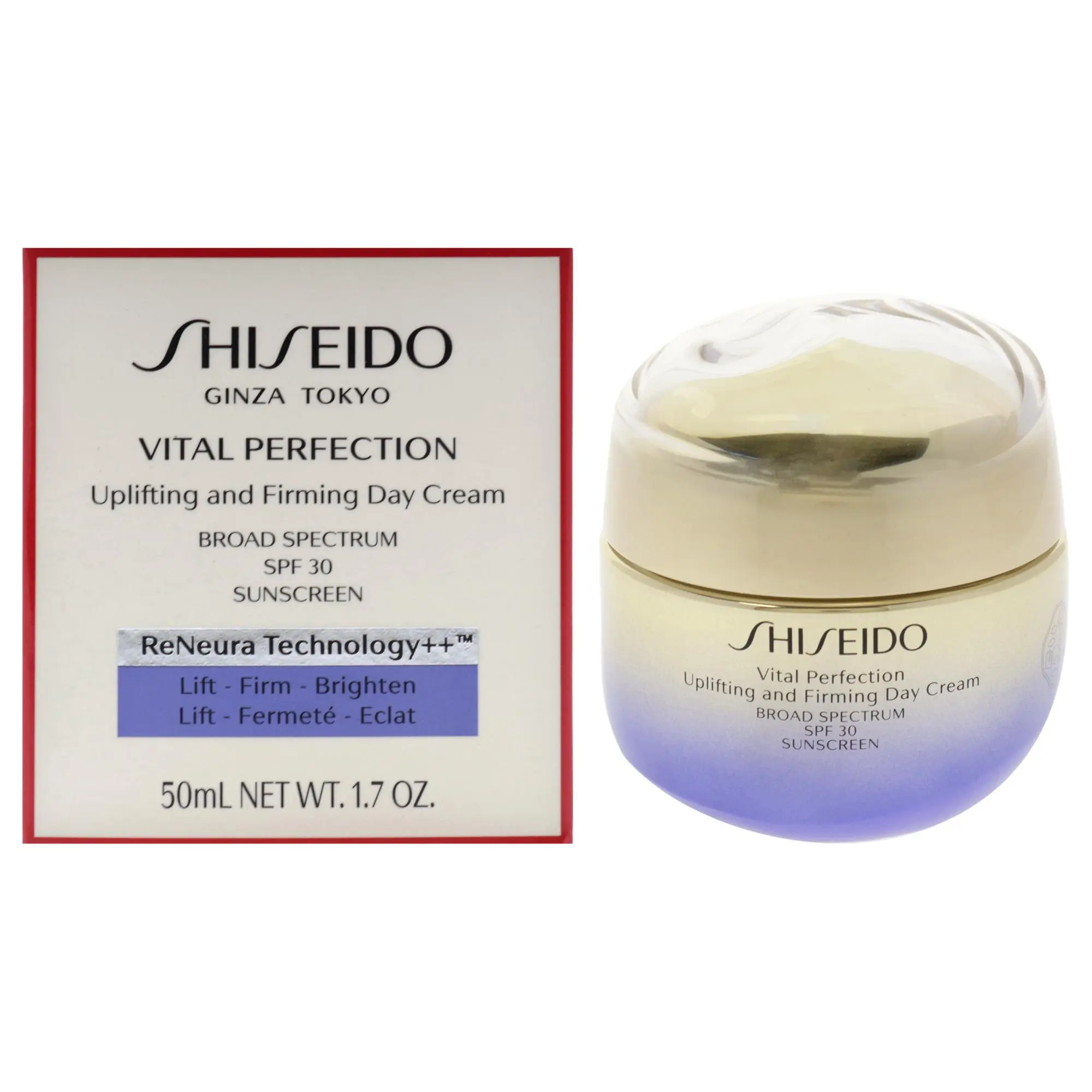 Shiseido Vital Perfection Uplifting and Firming Moisturizer Sunscreen, SPF 30, UV-Protective Daily Compact Facial Cream for Women - 1.7oz, Daily Apply
