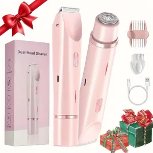 Women's Compact Electric Shaver, Dual-Head Design, USB Rechargeable, 400mah Battery, Ideal for Bikini Line, Armpits, Legs, Arms, Face