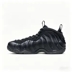 Men All Black Foam Mid Top Basketball Shoes, Retro One Piece Shell Design Sneakers, Cushioned Non-Slip Athletic Footwear for Streetwear Hip Hop Daily Wear