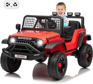 12V Kids Ride On Truck Car for Boys Girls Ages 3-6, Extra Wide Seat & Large Legroom Electric Ride On Vehicle with Parental Remote Control, 3 Speeds, LED Lights, Music & USB, White Toddler Ride On Toy outdoor activity gift  Stylish Dirt