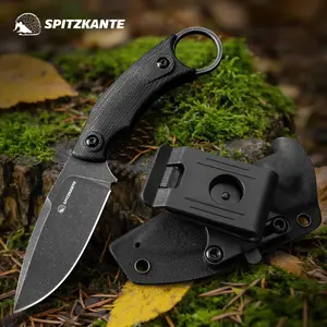 Small Knife with Rotating Clip, Full Tang Outdoor Knife with Kydex Sheath Micarta Handle, for Camping Fishing