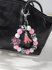 Mama Identity Keychain- Western Cow Print Beaded Wristlet & Lanyard Collection - Symbolic Motherhood Gift - Trendy Bag Accessory for Busy Moms