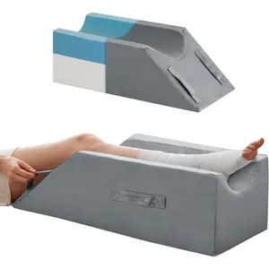 Leg Pillow for Elevation Blood Circulation, Wedge Pillow for Legs Swelling, Knee Wedge Pillow Post Surgery, Memory Foam Leg Elevating Pillow for After Surgery, Grey