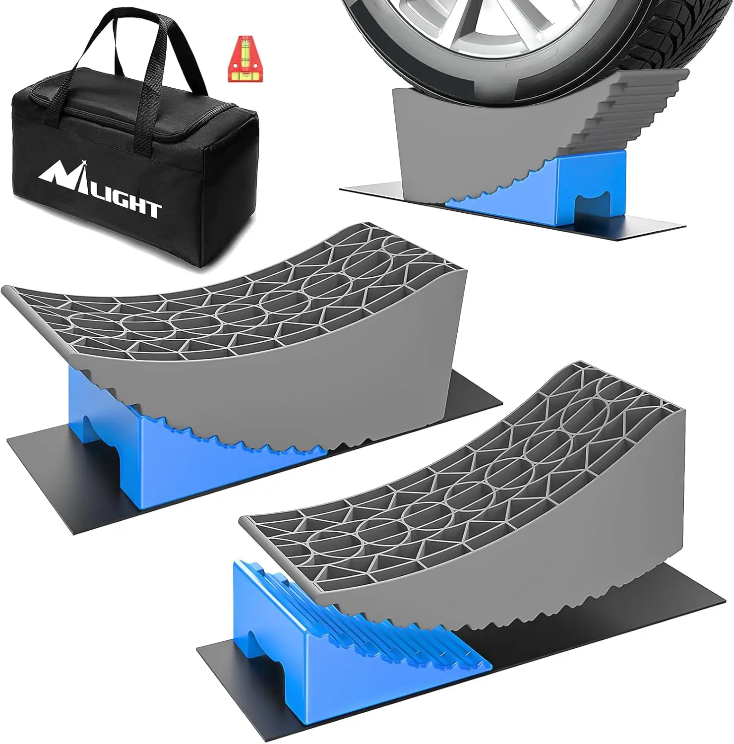 Nilight Heavy-Duty Plastic Tool 6-in Camper Trailer Leveling Blocks, 2 Packs - RV Wheel Levelers for Motorhomes, Single & Dual Axle Travel Trailers