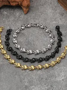Vintage Punk 3D Skull Bracelet, Hip Hop Unique Dark Style Jewelry, Daily Wear, Perfect Gift for Festivals, Trendy Accessory for All Seasons, Stackable Bracelets