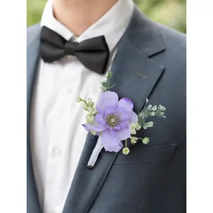 Rinlong 6Pcs Lavender Purple Boutonnieres