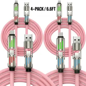 240W Super Fast Charging 2-in-2 Data Cable with 7-Color Breathing Light - Multi-Functional for Mobile Phones & Car Use, Type-C Charger Cable, Multifunctional Charging Cable  portable charger tiktokshopspringglowup Cellphone Smart Safety Chip