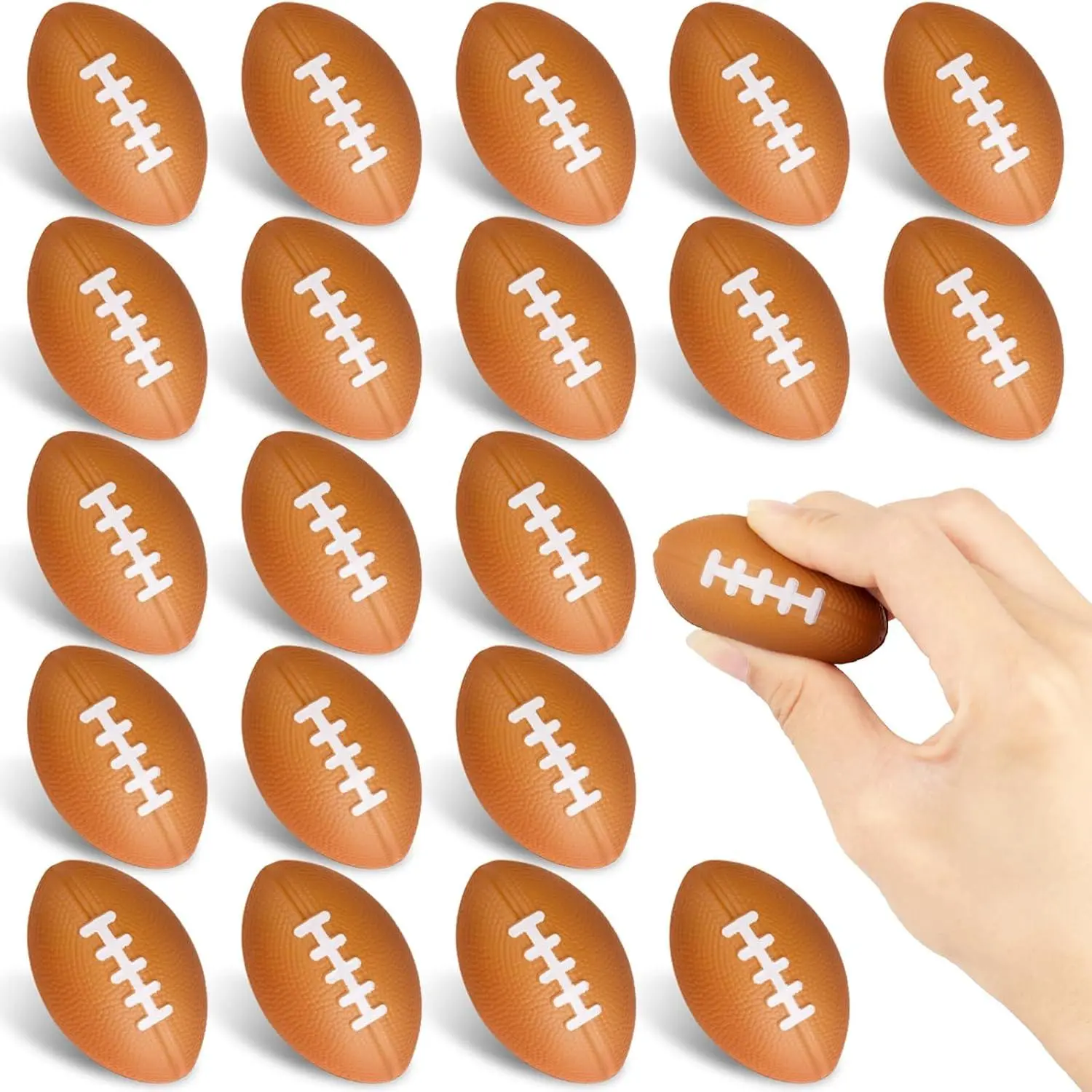 Mini Football  Ball 20 Packs Football Party Favors Small Foam Squeeze   Sports Squishy Ball for  School Carnival Reward Football Party Decorations Supplies