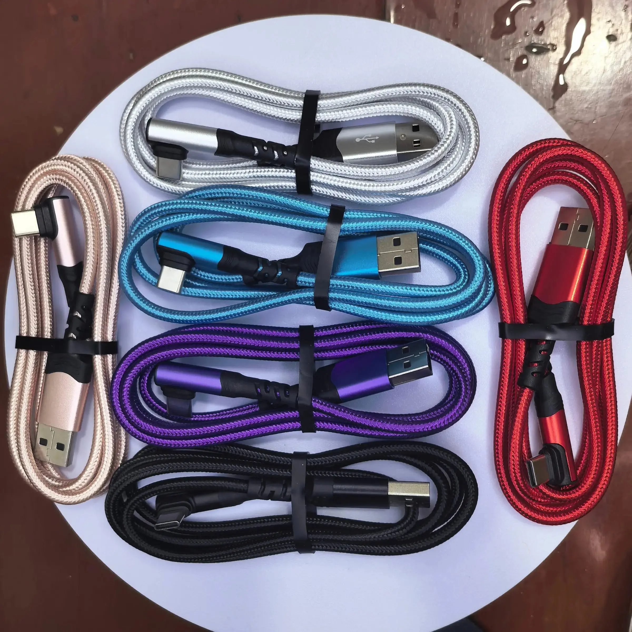 USB-C Cable 90 Degrees, USB A to USB-C Right Angle Nylon Braided Durable Fast Charging Cable for iPhone 16 Pro Max, iPad Air 6, Huawei, Oppo and Xiaomi