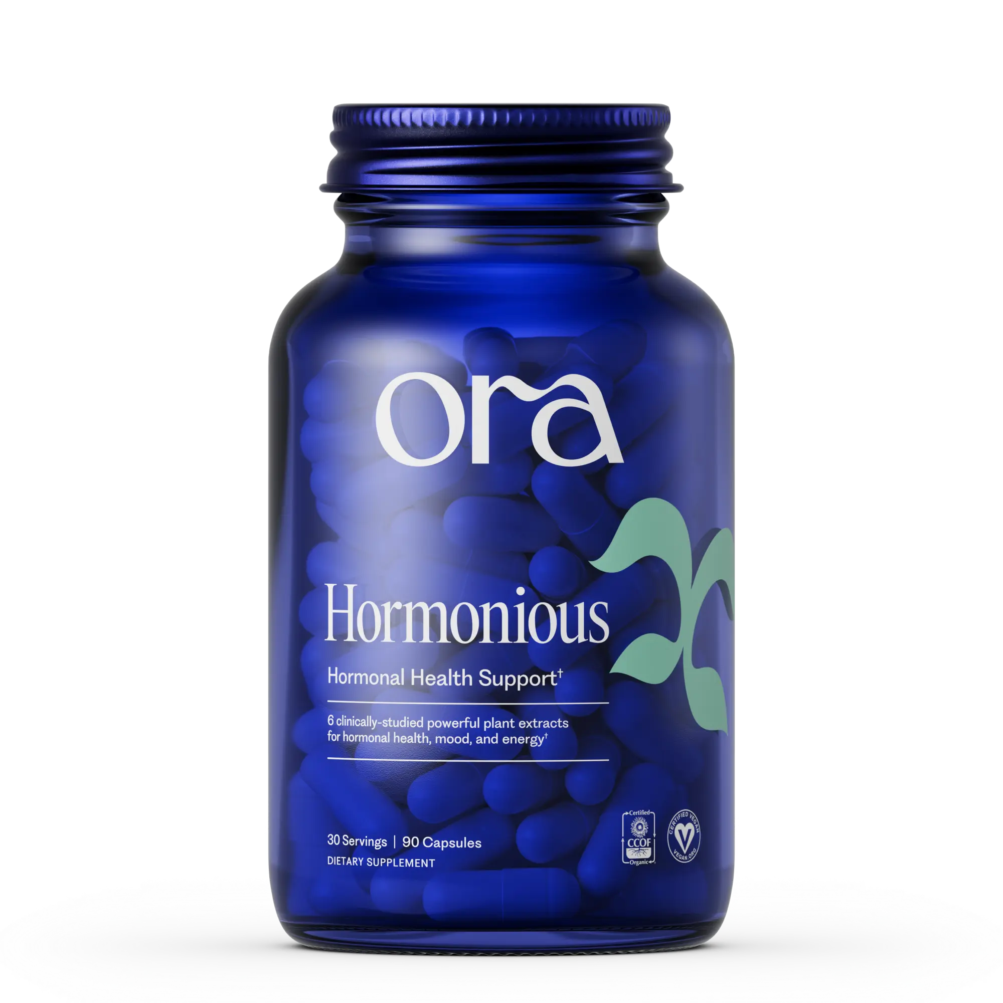 Ora Hormonious | Hormonal Balance Support, KSM-66 Ashwagandha, Gelatinized Maca, Cordyceps, Burdock Root, Holy Basil, USDA Organic, Vegan, 90 Capsules, 30 Servings