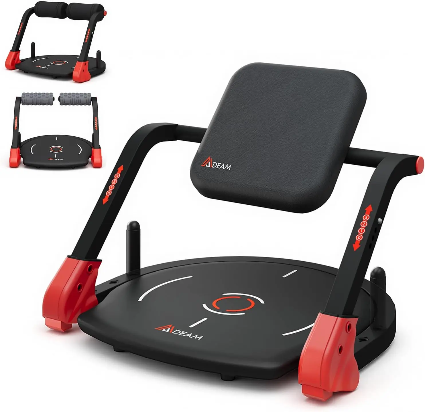 EROMMY Abs Workout Machine for Home Gym, Adjustable Steel Frame Core Trainer with Flat Backrest for Effective Full-Body Toning, Unisex, Integrated Push-up Assist, No Assembly