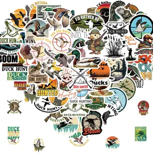 50pcs Duck Hunting Stickers, Waterproof Vinyl Decals for Water Bottles, Cups, Computers, Phones, Skateboards, Guitars, Cellphone, Smartphone