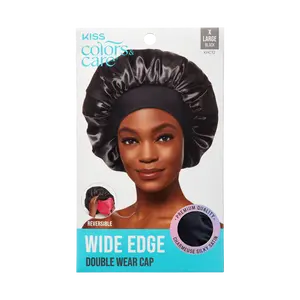 KISS Colors & Care Silky Satin Double Wear Cap, XL, Black