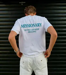 Women's Cotton Short Sleeve Casual Sports Graphic Tee - "MISSIONARY SO WE CAN KEEP ARGUING" Funny Streetwear Statement Shirt, Natural Fabric Gift for Men & Women