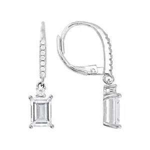 JTV White Cubic Zirconia Rhodium Over Brass Earrings 3.88ctw