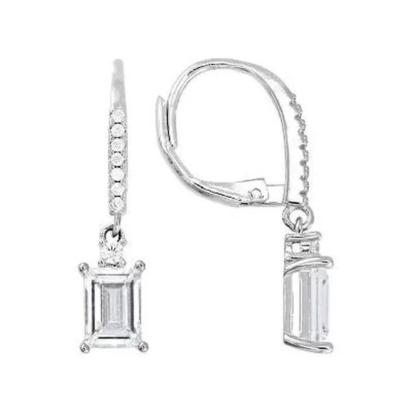 JTV White Cubic Zirconia Rhodium Over Brass Earrings 3.88ctw