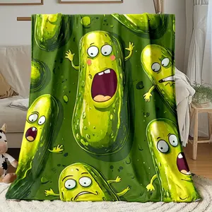 1pc Green Pickles Pattern Ultra Soft Lightweight Flannel Blanket - Cozy Warm Throw for Camping, Travel, Sofa, Bed, Office & Living Room - All-Season Use, Perfect Holiday Gift for Loved Ones, Skin-friendly, soft, lightweight, and breathable.