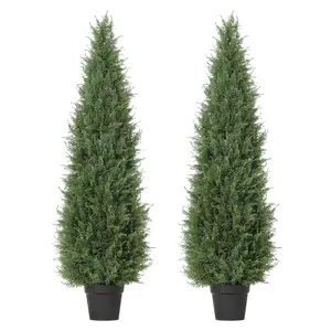 Garvee 3FT Artificial Cedar Topiary Trees (2 PCS) - Realistic UV Resistant Faux Cedar Trees for Outdoor Planters, Porch, Patio, Garden & Indoor Décor - Ideal for Living Room, Office, Front Door