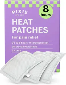 Pixie Period Cramps Menstrual Pain Relief Heat Patches for Feminine Care - Lower Abdominal & Back Ache Therapy - Up to 8 Hours - 3 Count Discreet Disposable Heat Pads
