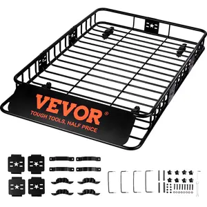 VEVOR Roof Rack Cargo Basket,  64" x 39" x 6" Rooftop Cargo Carrier with Extension, Heavy-duty Steel 200 LBS Capacity Universal Roof Rack Basket, Luggage Holder for SUV, Truck