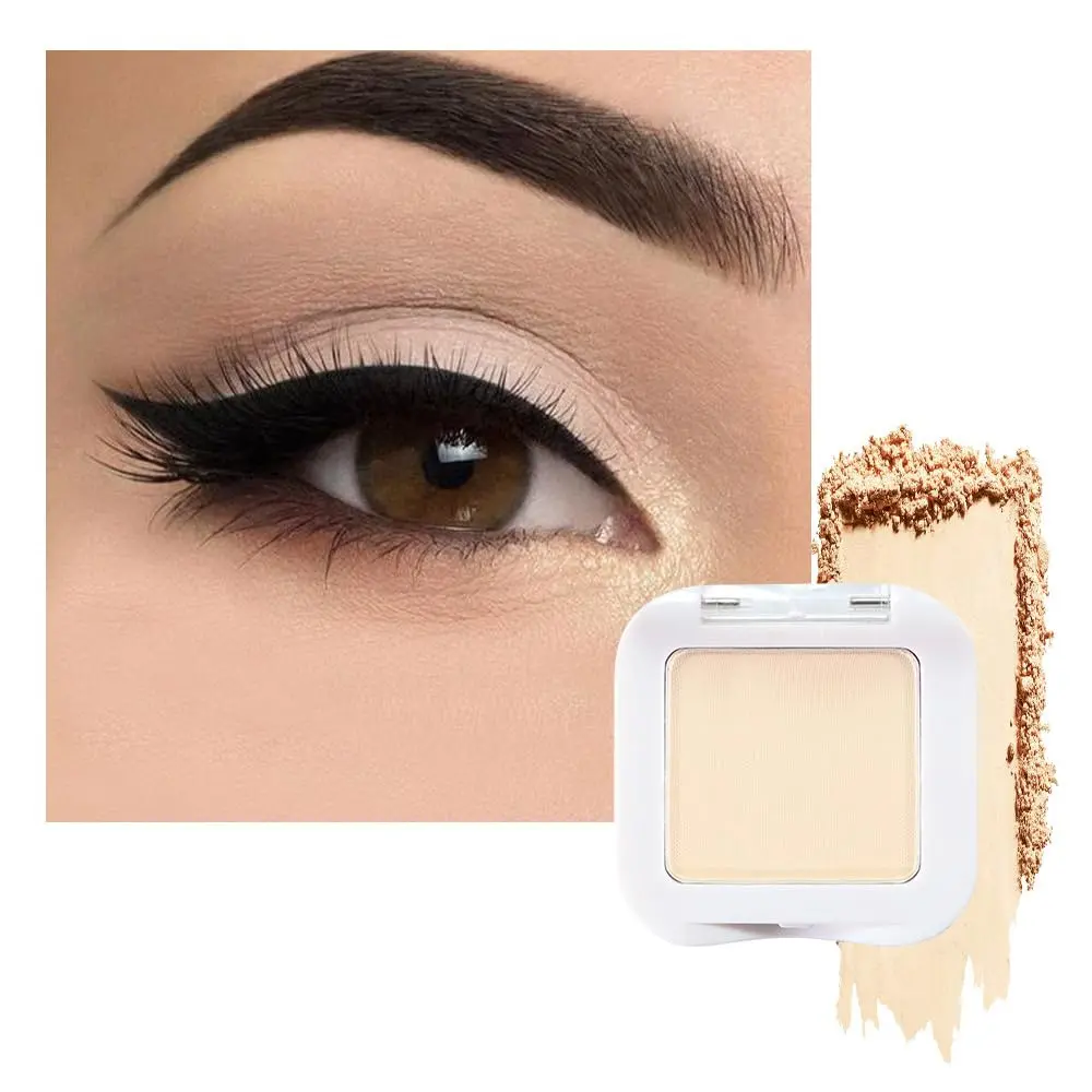Beige Mini Single Eyeshadow Palette, French Anilla Natural Cream Matte Eye Shadow Palette Makeup Singles for Older Women Eyes, High Pigment Long Lasting Monochrome Eyeshadow