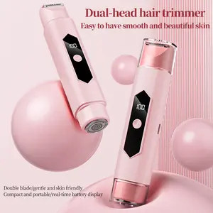 2-in-1 Multi-functional Electric Razor Dual Blade Gentle Shaving Machine for Face Leg Arm Bikini with LED Smart Screen Safe Body Groomer