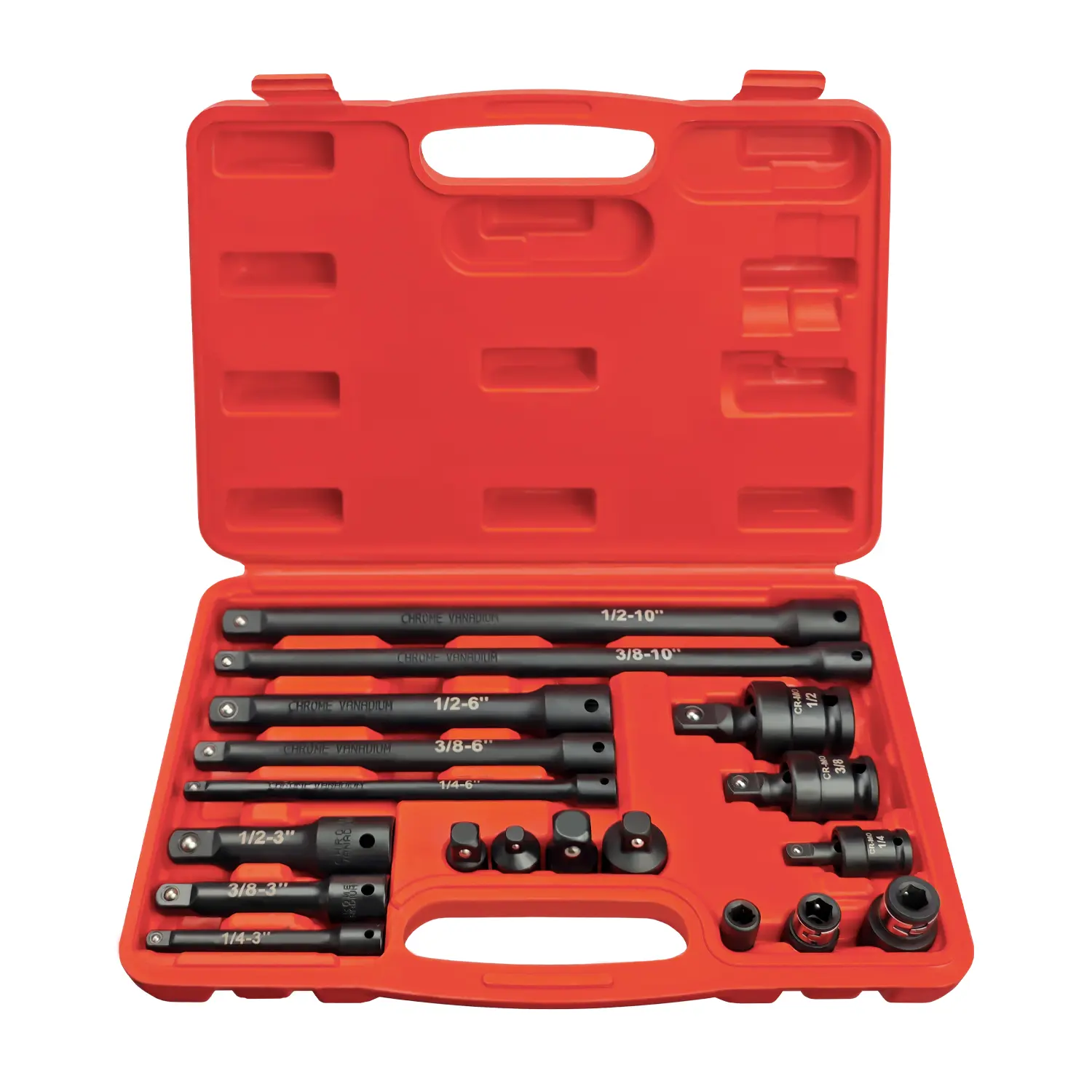 18-Piece Impact Socket Adapter Set, 1/4"3/8"1/2"Drive for Impact Driver Drill, Cr-V Steel, Extension Bar, Universal Joint & Coupler, Repair tool for Auto Mechanical