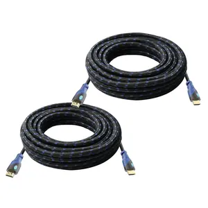 30Ft HDMI Cable 4K@60Hz Ultra HD, High Speed with Ethernet 2 Pack HDMI Cable Braided Nylon & Gold Connectors, ARC, CL3 Rated - Compatible with TV, PC, Monitor, Laptops, PS3, PS5, PS4 AURUM CABLES