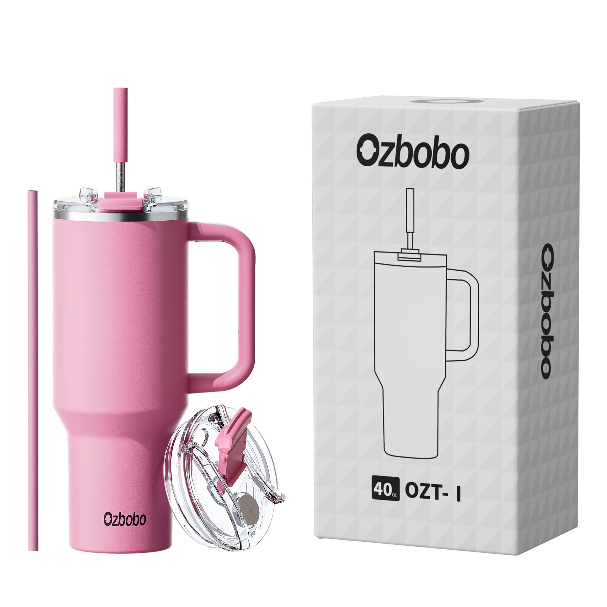 OZBOBO 40 oz Reusable Stainless Steel Vacuum Flask - Leak-Proof Double-Wall Insulated Portable Water Bottle with Straw, Lid, for Cold & Hot Beverages, Ideal for Gym Use, Flasks