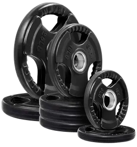 French Fitness Rubber Grip Olympic Weight Plate Set 100 lbs (New)