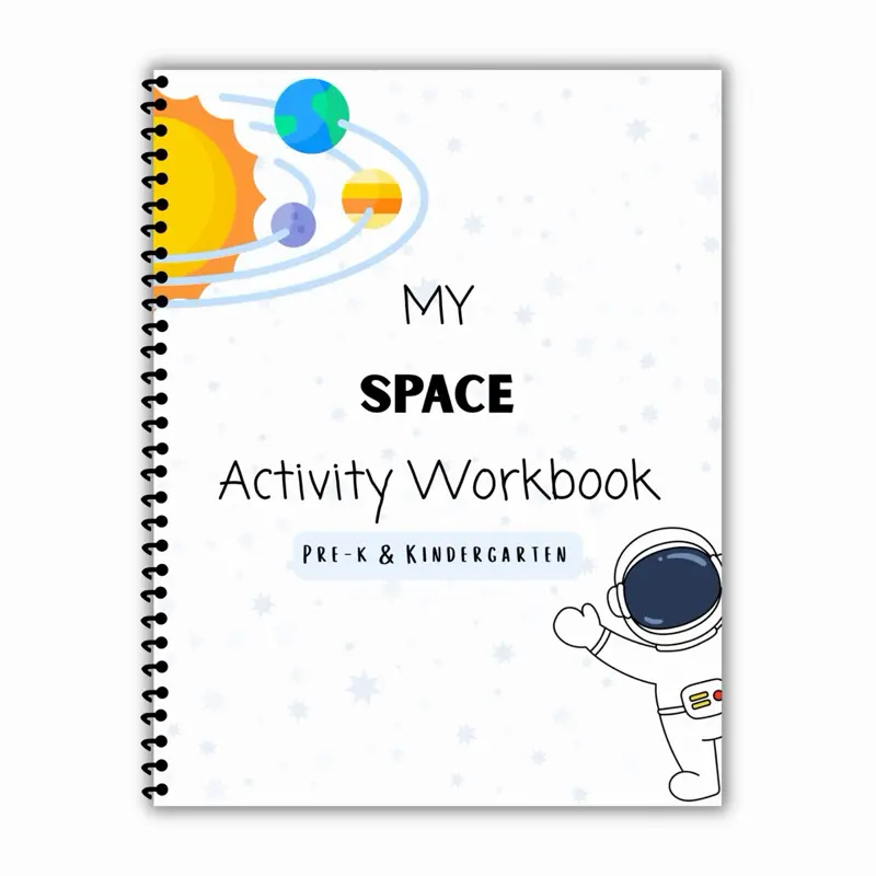 My Space Activity Workbook for Kids Laminated Reusable Pre K Kindergarten Science Activities Spiral Bound Interactive Learning with Velcro Dot Matching Homeschool Activities