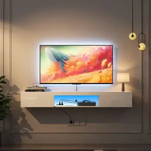 (High end and high-quality)Floating TV Stand Wall Mounted with 16 Color LEDs,63" Modern TV Stand,Floating TV Cabinet Entertainment Center for 55 60 65 Inch TV,White