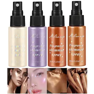 Glow Shimmer Spray Highlighter, 2. 7 fl oz, Waterproof Liquid Illuminator for Face & Body, Medium Coverage, Natural Effect, All Skin Tones, Color Correction Shimmer Makeup Bronzer Cosmetic face paint body glitter Long Lasting Shimmering