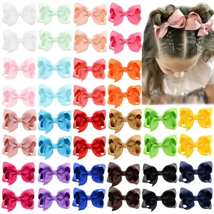 40PCS 3Inch Hair Bows for Girls – Grosgrain Ribbon Toddler Accessories with Alligator Clips, Pairs for Baby Girls Kids Teens