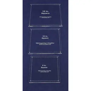 3 Piece Square w/Seam Templates Set -8, 10,12 Inches Clear Acrylic 1/8 Inch
