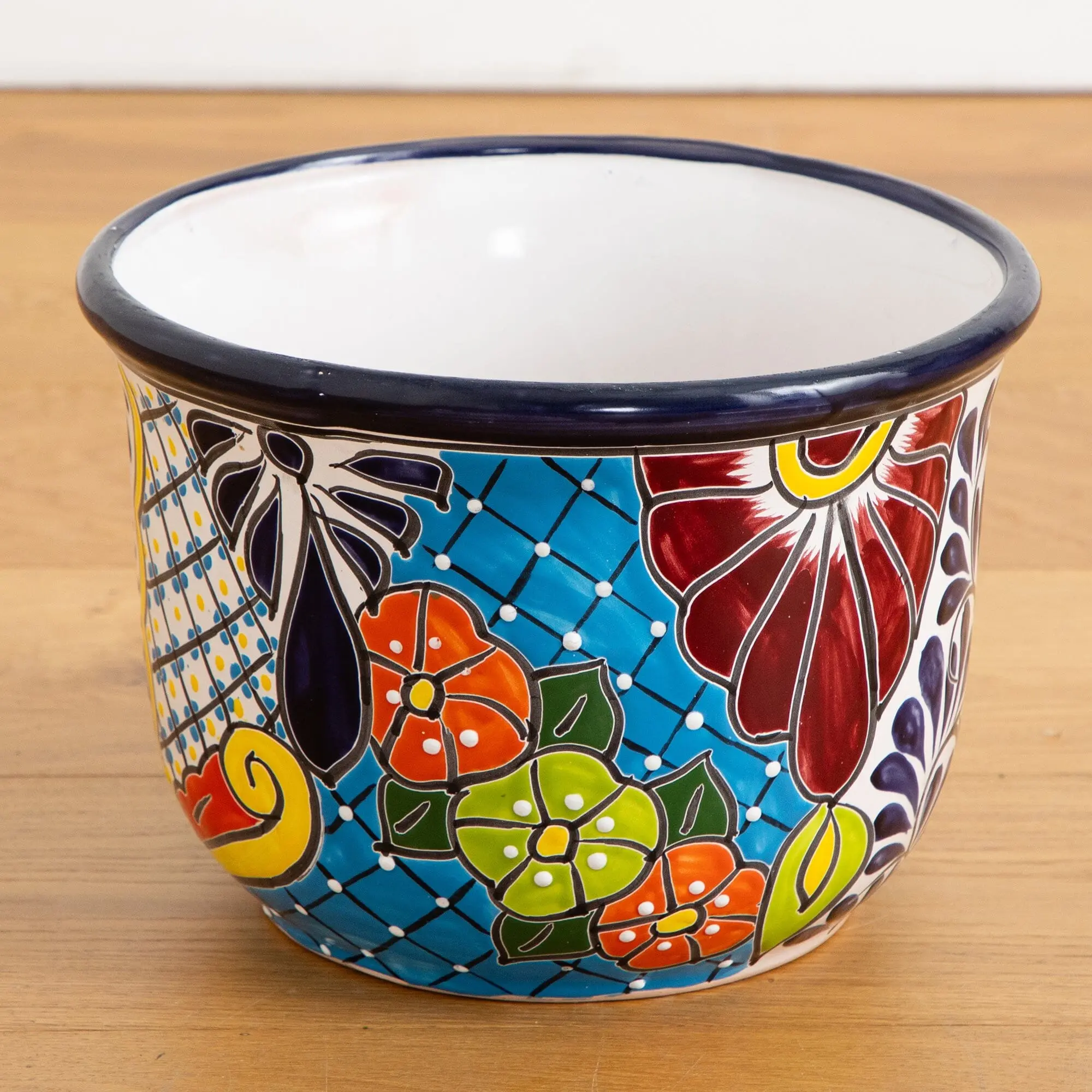 9x12.5 in Handmade Handpainted Painted Mexican Talavera Ceramic Planter Pot, Flower Planters for Indoor Use, Decorative Home Improvement Garden Accent, Decorative Garden Pots, Plant Accessories