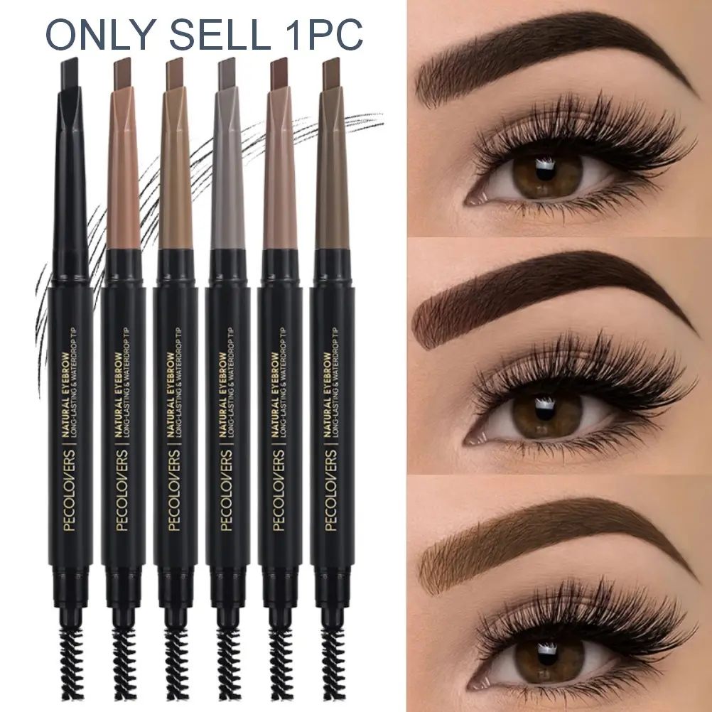 1PC Double-headed Eyebrow Pencil, Eyebrow Liner, Eyebrow Products - Smudge-proof, Durable and Convenient, Quick Makeup, Brow Enhancer, Christmas Gift, Travel-Friendly Makeup for Women