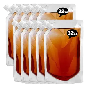 Concealable and Reusable Cruise Plastic Flask kit, Rum Runners For Cruise, Plastic Flask, Flasks For Liquor, Rum Runners, Juice Travel Plastic Flasks Bags Drink Bags, Leak-Proof, BPA-Free for Travel Outdoor Sports, Concerts, Events(32OZ-10PCS)