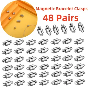 48 Pairs Magnetic Necklace Bracelet Clasps Set,Magnet Converter Jewelry Clasps Extenders Locking for Bracelet Necklace Making,Christmas Party Gifts,Hand Tools Kits