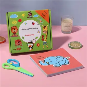 Animal DIY Craft Kit for Kids Ages 3-6, 96 Sheets with Scissors, Creative Paper Cutting and Drawing Set, Kindergarten Gift Box