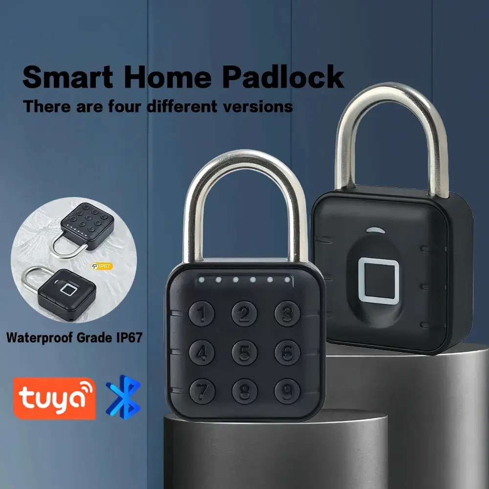 CDOK SY12 Digital Smart Padlock - IP65 Waterproof, Zinc Alloy+ABS Metal Construction, Password/Fingerprint-Enabled, Key-Free, 10 Sets Fingerprint/10 Groups Password Capacity, CE2032 Batteries, App-Controlled for School Lockers, Suitcases