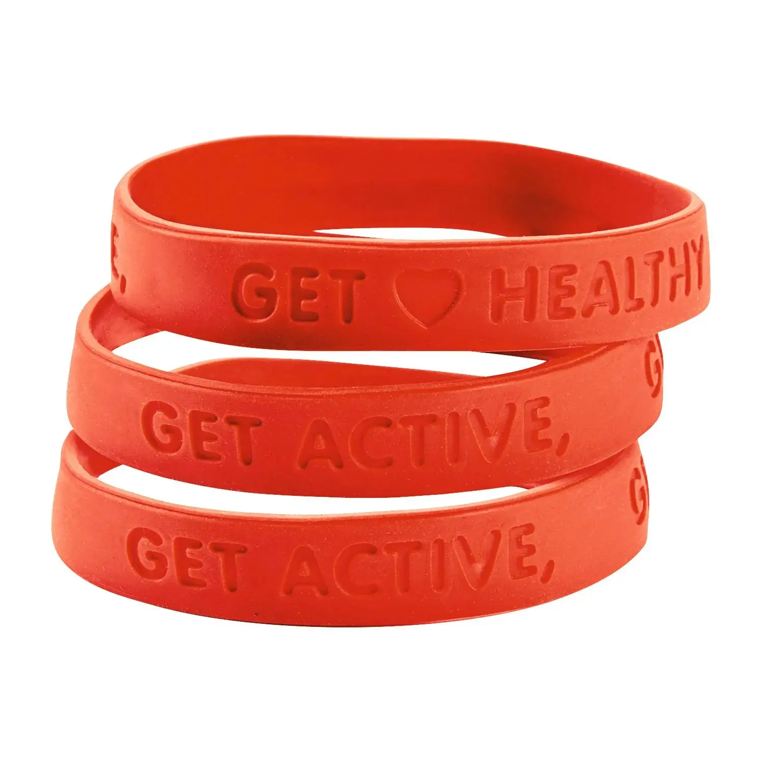 Rubber Bracelets 24 Pack, Casual Unisex Imprinted Stackable Bands for Heart Health Awareness, Daily Wear, and Fundraiser Favors, Charity Marathon Giveaways, School