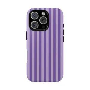 Violet Purple Striped Phone Case, For Samsung S25 24 23 5G Protective 17 16 iphone 15 pro max case 14, iphone 13 cases, 12, High-Quality Must-Have with |   Does Not Affect Portable Charger |   Can Be Placed in Phone Holder Car |   men women Christmas Gift