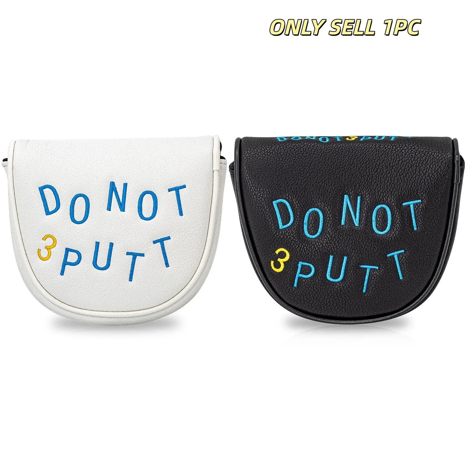 Golf Mallet Putter Cover, Don't Put Design, Double-Ear Club Head Cover, Semi-Circle Putter Cover, Magnetic Closure, PU Material, Golf Accessory