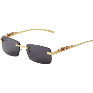 Rimless Sunglasses Retro Luxury  Metal Frameless Rectangle Colored Lens Sun Glasses
