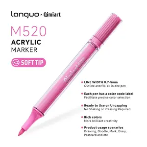 New M520 Acrylic Markers 72/126 Colors, Soft Tip, Color Code Label, Smooth Stroke, Even Ink Flow, Natural Layering, Art Drawing, Handmade Diary, Creative Doodling, Drawing Pens