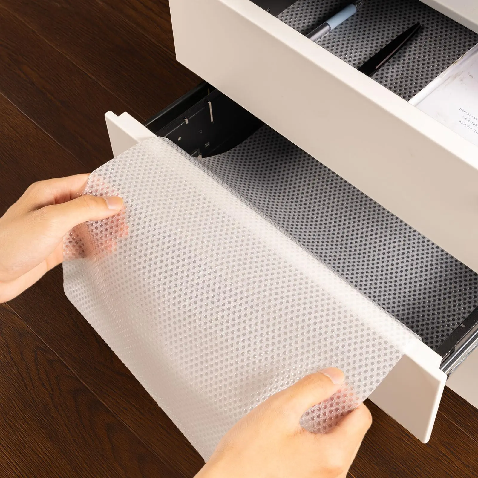 Transparent Dots Anti-Slip Drawer Liner - Single Roll, Water-Proof, Oil-Proof, Trimmable Protective Mat for Kitchen Cabinets, Shoe Cabinets