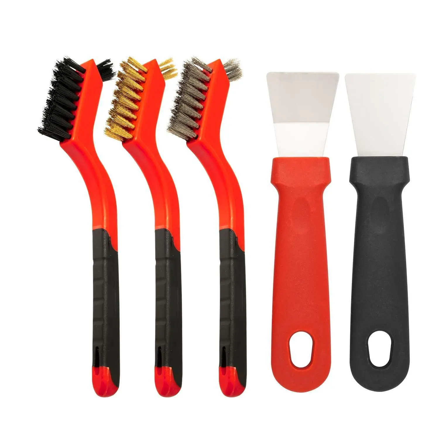 Wire Cleaning Brush Set, Stainless Steel Curved Handle Brush Set, Industrial Cleaning Brush for Welding Dregs and Rust