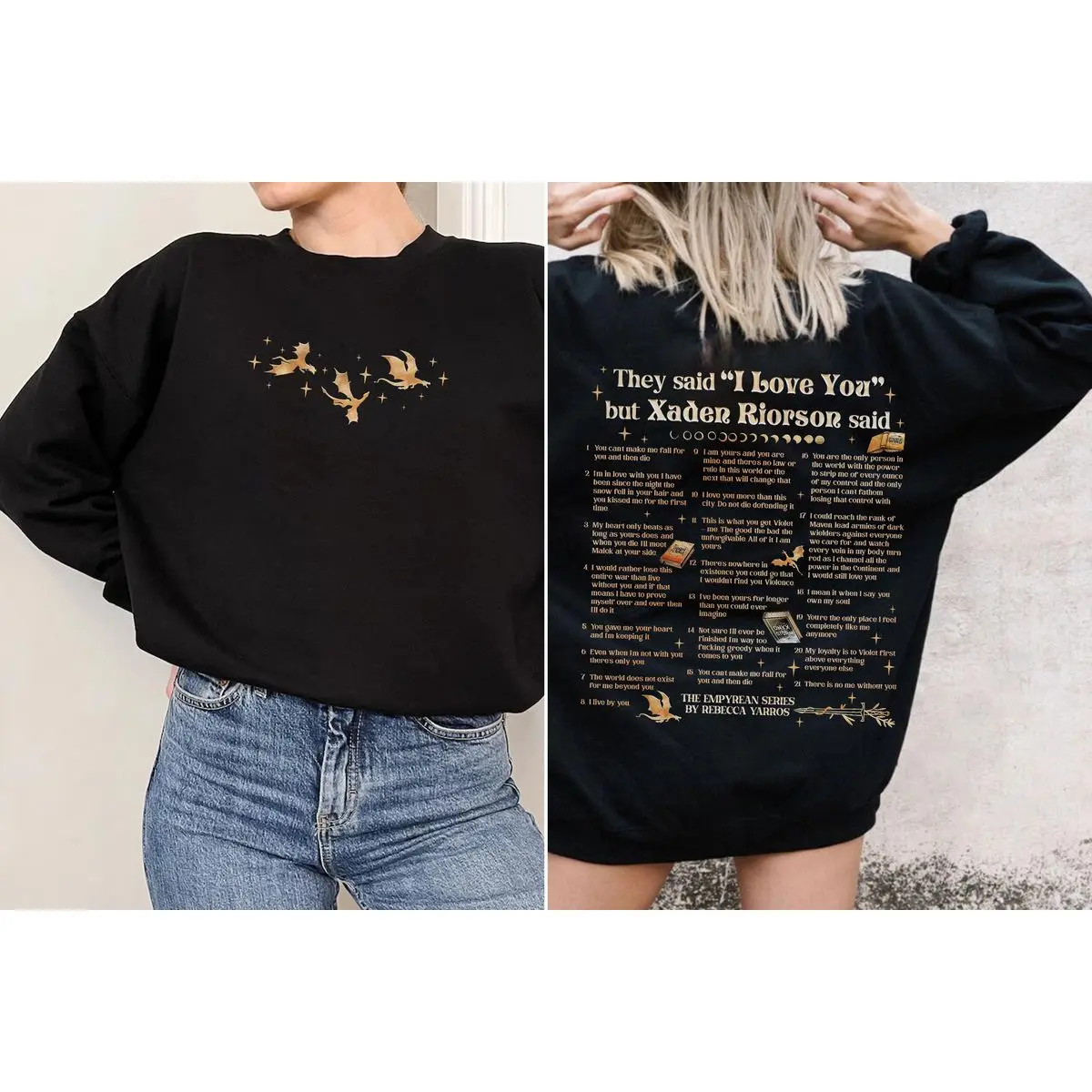 Xaden Riorson Quote Tshirt Sweatshirt Hoodie, Fourth Wing Book Quotes, Xaden Fourth Wing, Xaddy Shirt, I Love You In Book Quotes, Romantasy Book Merch, Unisex Sweater Pullover Tee
