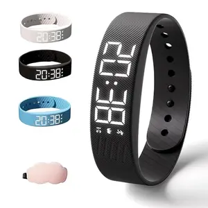 LED Digital Alarm Clock Watch Adjustable Snooze-proof Alarm Bracelet with Running Pedometer Waterproof Vibrating Alarm fitness ring